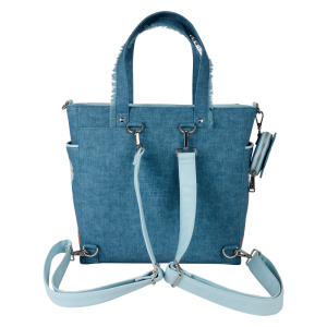 Disney Dogs & Cats Floral Faux Denim Convertible Backpack & Tote Bag with Coin Bag